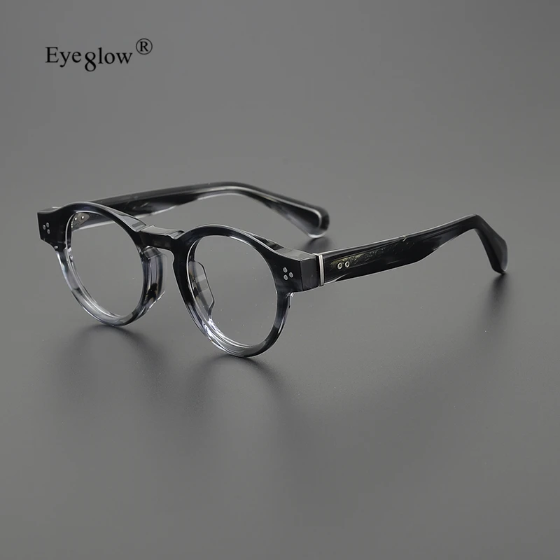 

Japanese Handmade Transparent Frame Eyeglass Acetate Round Men's Glasses Trend Vintage Optical Reading Eyewear Frame for Women'S