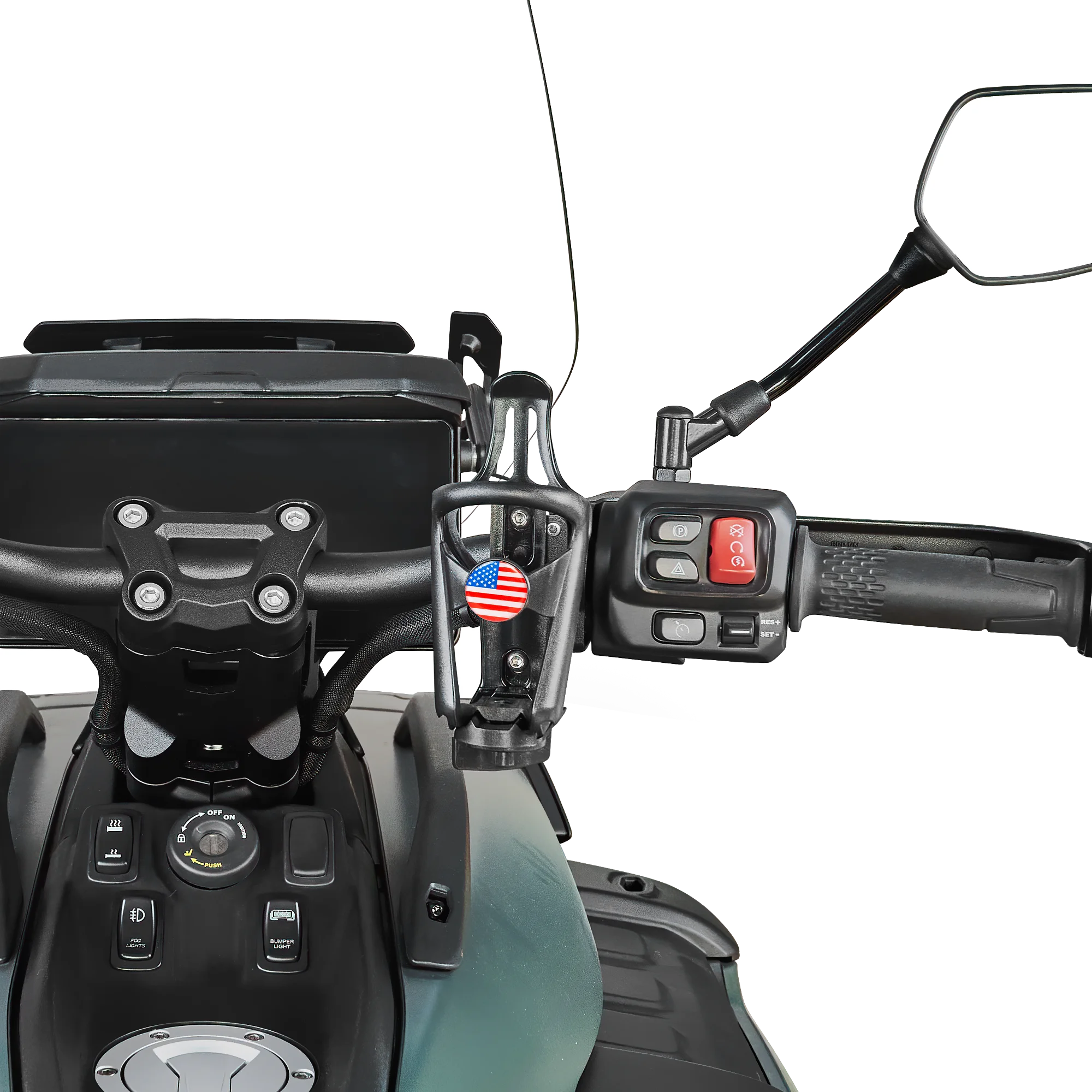 Stay Hydrated on Trail – ABS Driver Right Side Handlebar Cup Holder, Adjustable & Secure Grip, Perfect for Can-Am Canyon Redrock
