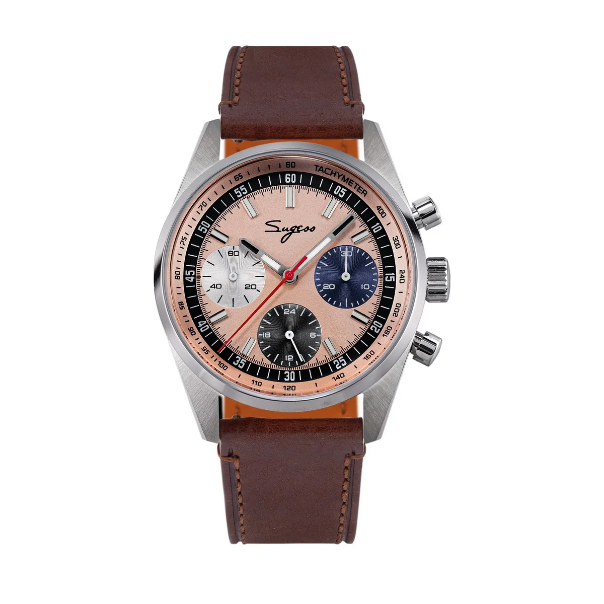 Sugess Mens Watch 38mm Chronograph Mechanical Wristwatches Tianjin Gooseneck Movement Sapphire Crystal Roulette Dial S465 new image 3