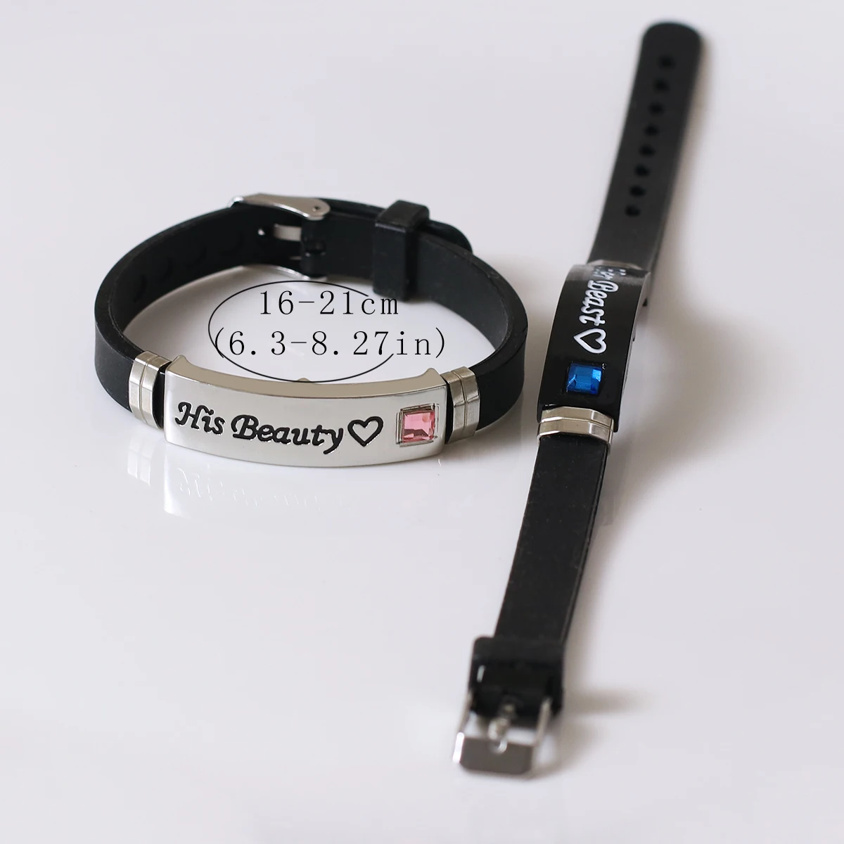 سوار Her Beast His Beauty Love للزوجين 2 سوار سيليكون أنيق #5