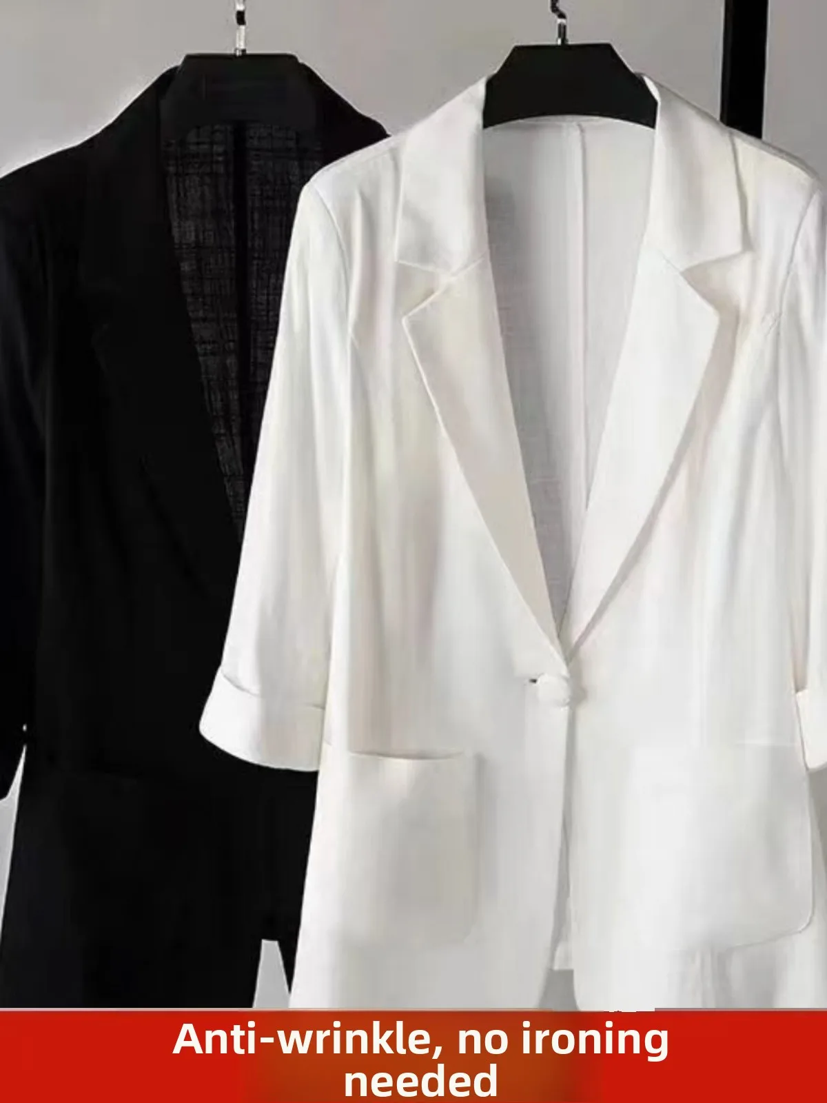 Slim Fit Cotton Linen Short Jacket Women's Casual Lightweight Summer New Style Seven Sleeve Button Pocket  Color Coat