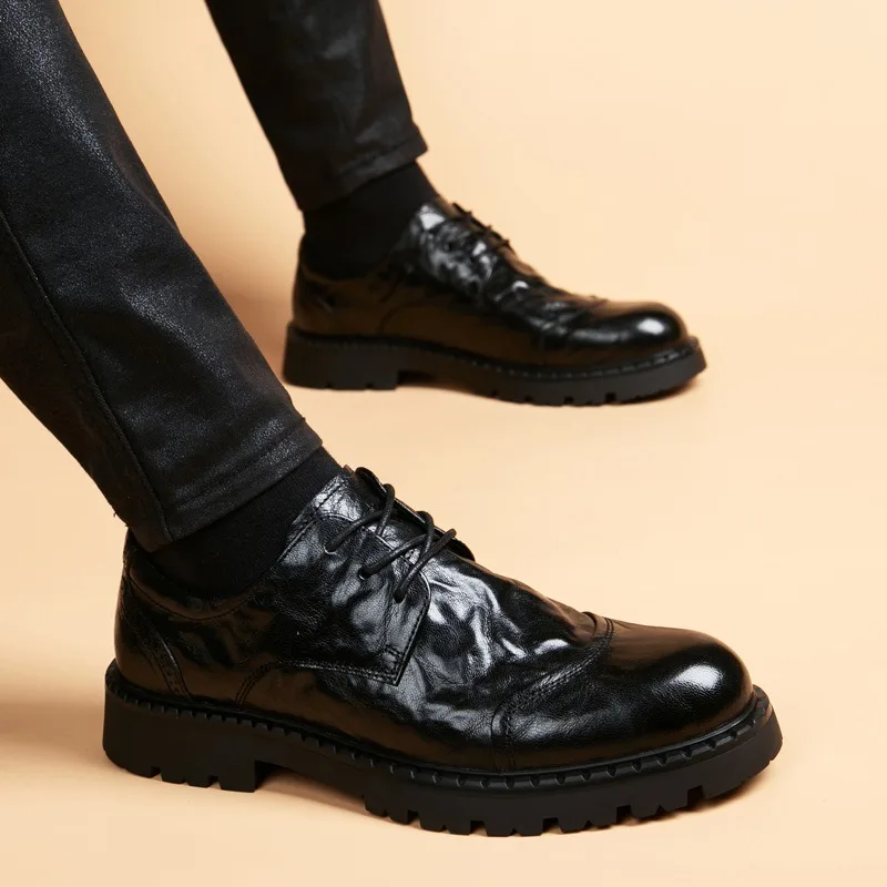 

Men Leather Business Dress Shoe Height Increase Men Wedding Shoes Cowhide Casual Leather Men