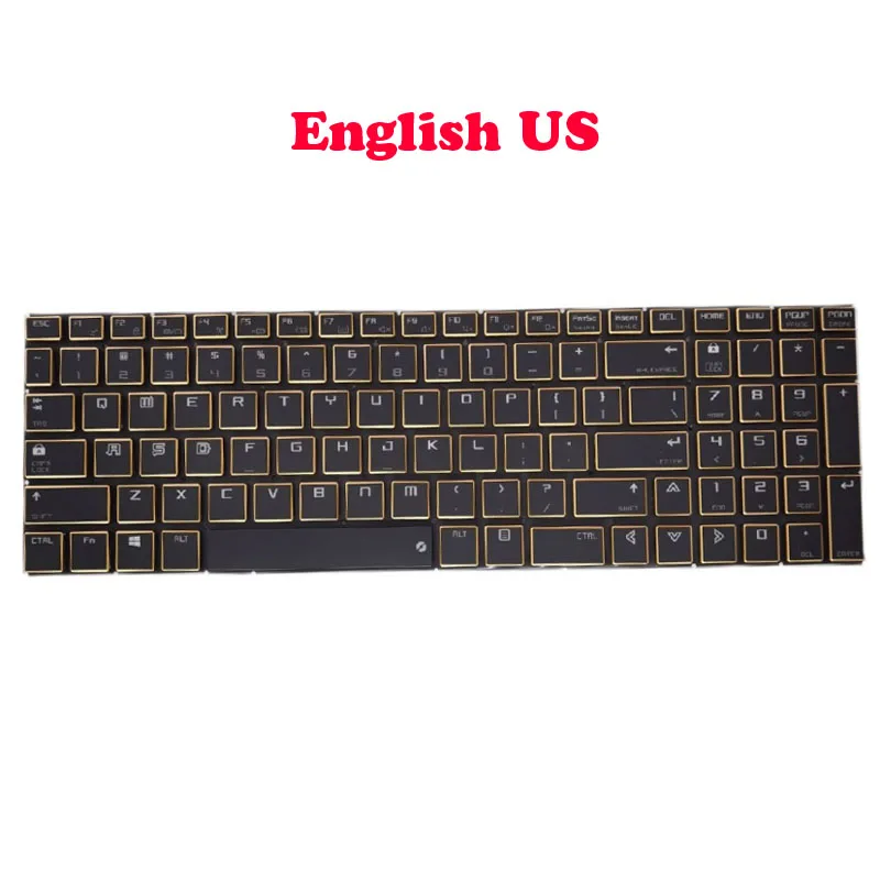 Without Backlit Mechanical Keyboard For 한성컴퓨터 For Hansung TFG7175T English US Black Without Frame New-Gold White edge