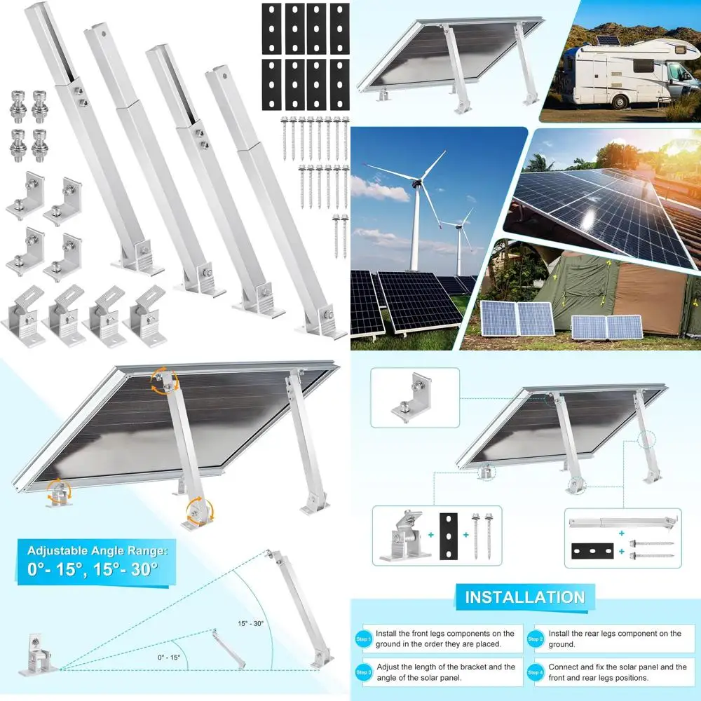 

Универсальный регулируемый комплект кронштейнов для крепления солнечных панелей мощностью 50-400 Вт, подходит для автодомов, лодок, стен, O-Grid, кемпинга