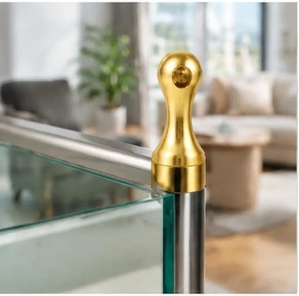 2Pcs Decorative Post End Caps Bowling Shape Metal Railing End Caps Furniture Gallery Rail Connectors for Bar Cart Cabinet