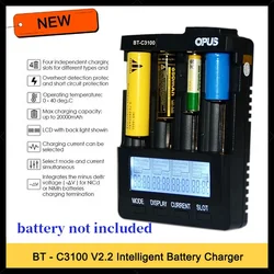 New Opus BT-C3100 V2.2 Digital Intelligent 4 Slots AA/AAA LCD 18650 Battery Charger Opus BT -C3100 V2.2 Battery Charger