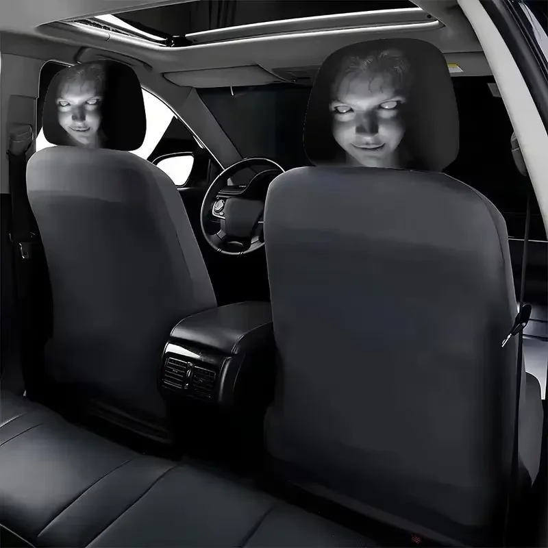 Car Headrest Covers Universal Elastic Fit Horror Theme Skull Design Funny Playful All Occasions Seat Protectors Car Accessories
