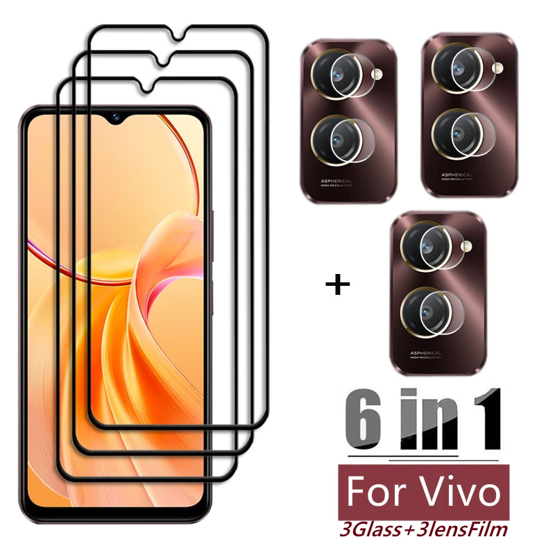 6in1 Glass For Vivo Y28s Full Cover Tempered Glass Vivo Y28s Screen Protector HD Protective Phone Camera Lens Film For Vivo Y28s