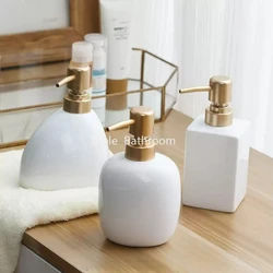 1pc Ceramic Soap Bottle Dispensing Lotion Bottle Household White Hand Soap Bottle Portable Shower Gel Bottle Household Goods