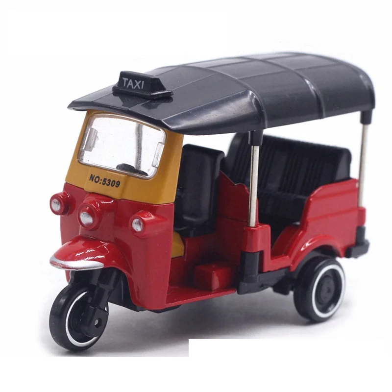 Cute Diecast Alloy Metal Car Bus Motor Tricycle Motorcycle Taxi Model Toy Children Birthday Gift