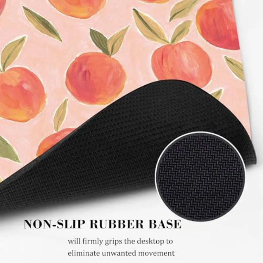 Peach Fruit Mouse Pad Food Cute Aesthetic Design Mousepad Desk Mat Leaf Red Watercolor Large Washable Office Small Accessories