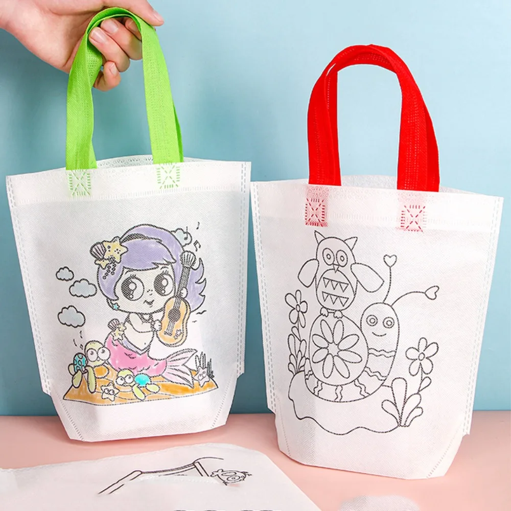 Educational DIY Graffiti Bag Hand Painted Colored Drawing Graffiti Handmade Bag DIY Cartoon Handmade Painting Bags Painting Toys