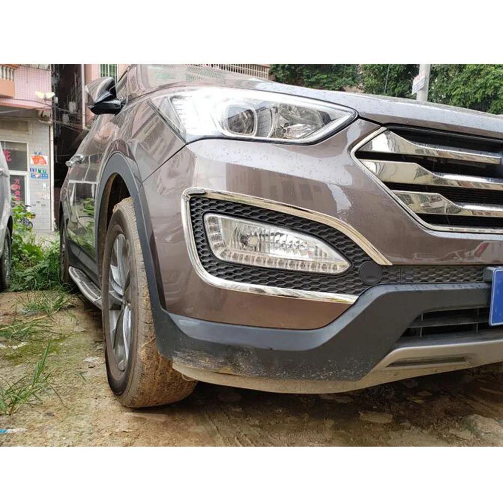 For Hyundai IX45 SantaFe 2013 2014 2015 2016 2017 2018 Car Styling Cover Eyebrow ABS Chrome Front Fog Light Lamp Trim Frame Part