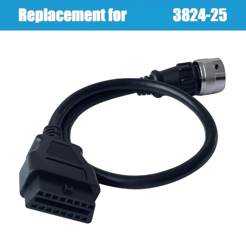 3824-25 Vehicle Diagnostic Adapter Cable 24V 12 Pin Round Connector with OBD Female Port for Workshop Troubleshooting 68UF