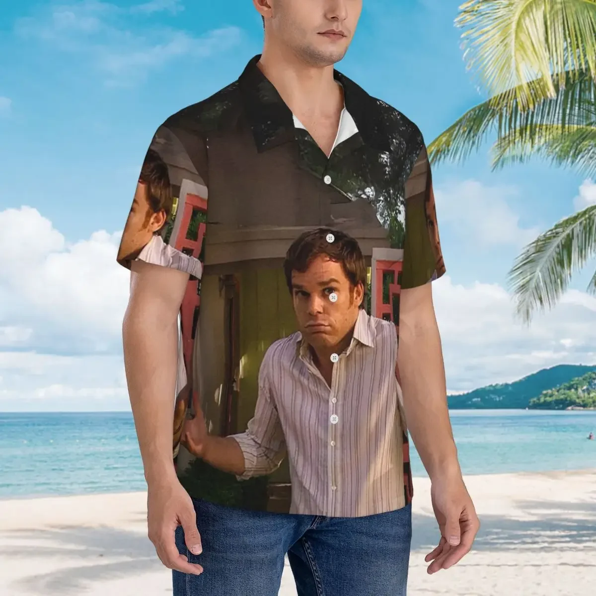 Movie Dexter Morgan Hawaiian Shirts Fashion Men Short Sleeve Shirt for Summer Beach Men's Button Tops
