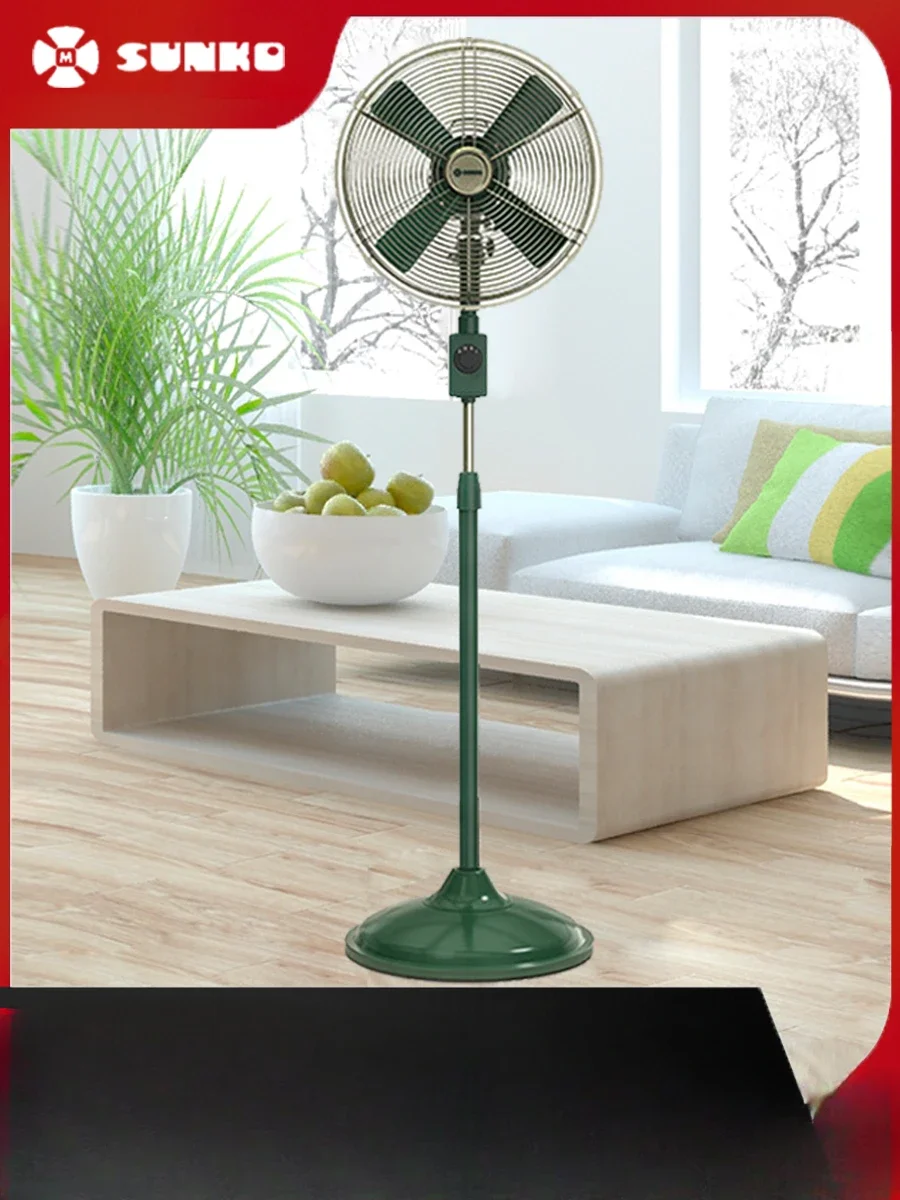 

220V Vintage Style Floor Fan 12-inch Metal Oscillating Fan with Adjustable Height and Quiet Operation