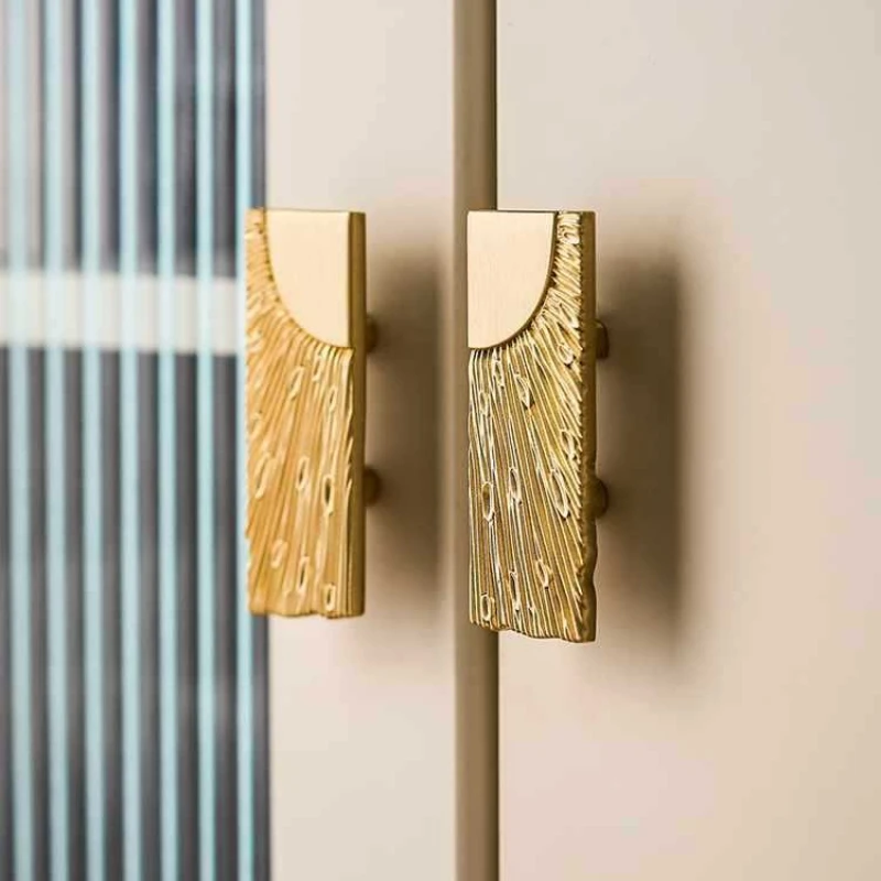 

Creative French brass cabinet pulls retro wardrobe & cupboard door handlesGold drawer pulls solid copper long furniture handles