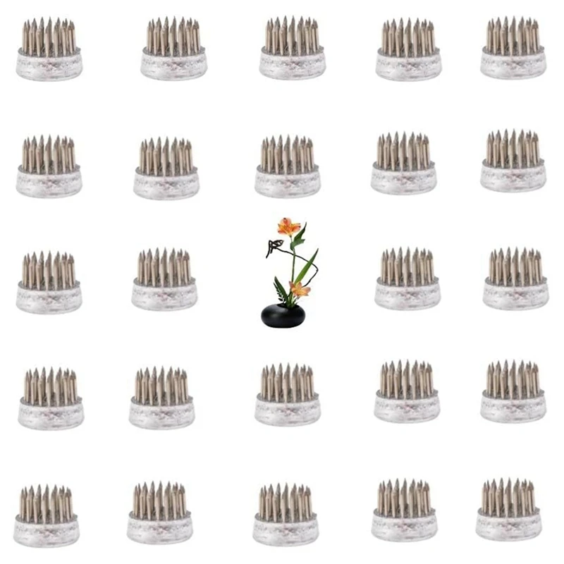 Flower Frogs For Arrangements Holder Flower Frog Stainless Steel Pin Frog For Classroom, Home, Office Silver Metal 24 Piece