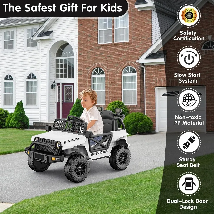 Ride On Car Toys12V 7AH Voiture électrique pour tout-petits pour 3-5 roues électriques Jeep avec télécommande pour filles et garçons Noël et naissance