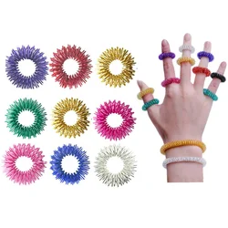 10Pcs Spiky Sensory Anxiety Rings for Finger Massage Hand Acupressure Massager Fidget Toy Stress Relief Circulation Rings