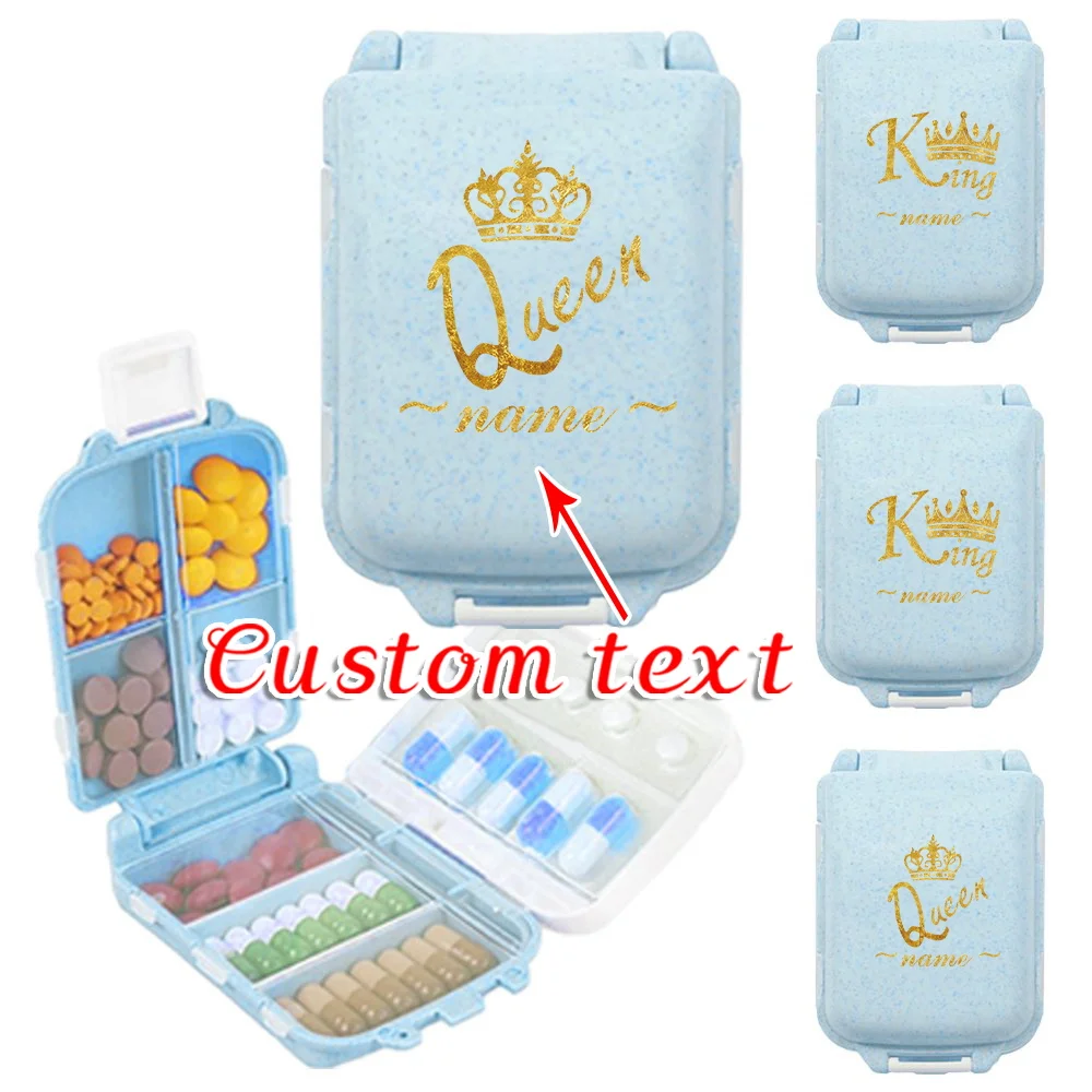 

Personalized Customization Name Travel Pill Blue Storage Box Portable Pharmacy Small Pill Box Customized Product
