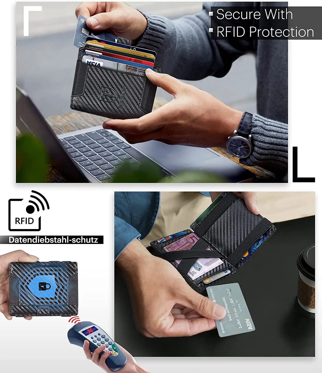 ใหม่ Slim Mini ซิป,RFID Blocking กระเป๋าสตางค์ผู้ชายหนังสั้นผู้ถือบัตรเครดิตกระเป๋าถือเหรียญ