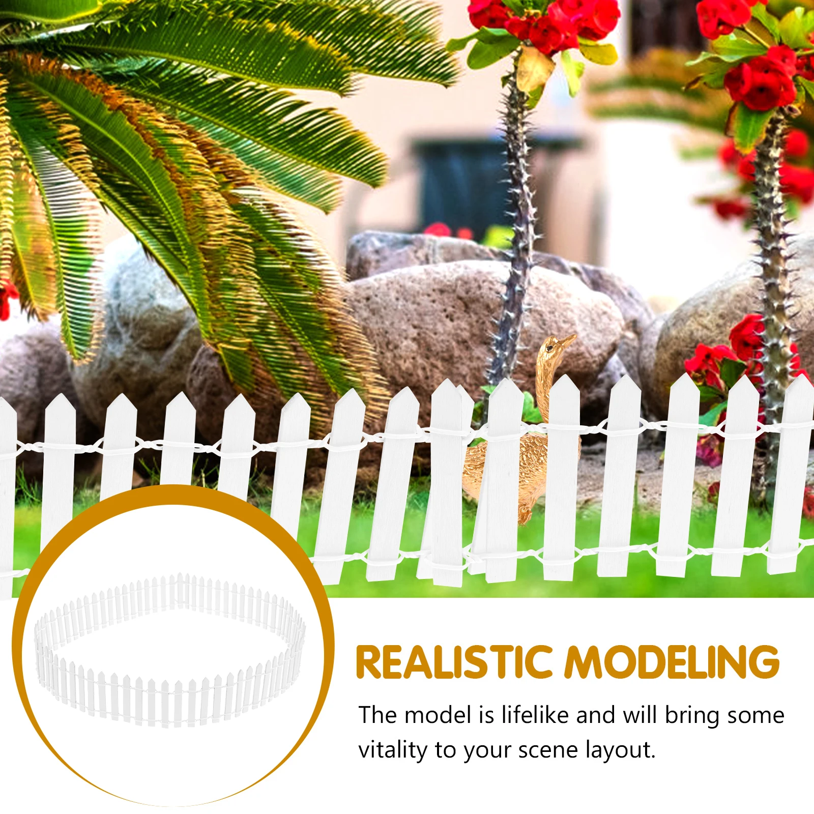 

Wooden Mini Fence for Succulents 1M Long 5CM High White Smooth Decorative Garden Accessories Mini Craft Sand Table Model