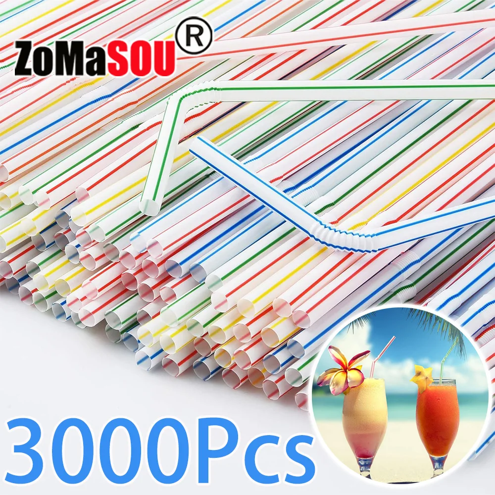 50-3000PCS Multicolor & Black Drinking Straws Milk Tea rietjes Beverage Straw Bar Party Wedding Kitchen Wholesale plastic Straws