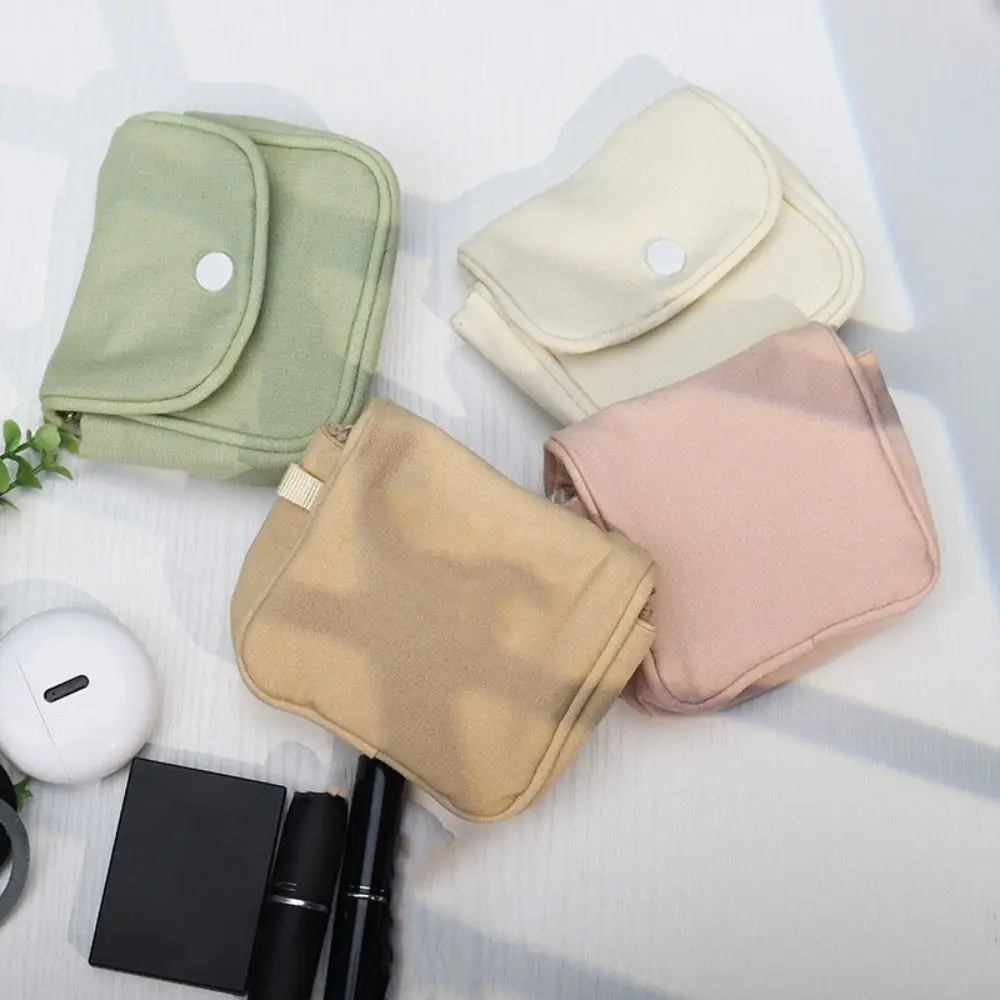 Canvas Mini Portable Coin Purse Solid Color Key Case Student Simplicity Wallet Headphone Bag Multifunctional