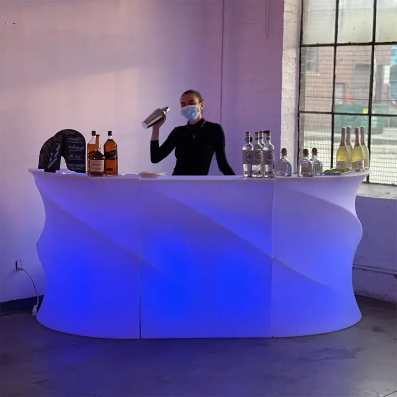 Modern Light Emitting Diode Commercial Bar Counter Charging Mobile Bar Furniture Entrance Farmhouse Gym Workshop