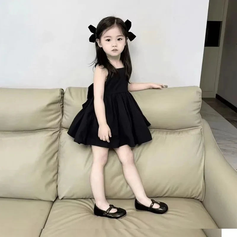 Toddler Baby Girl Summer Dress Children Black Backless Sleeveless Dresses for Girls Mini Princess Party Dress Clothing 1-7Years