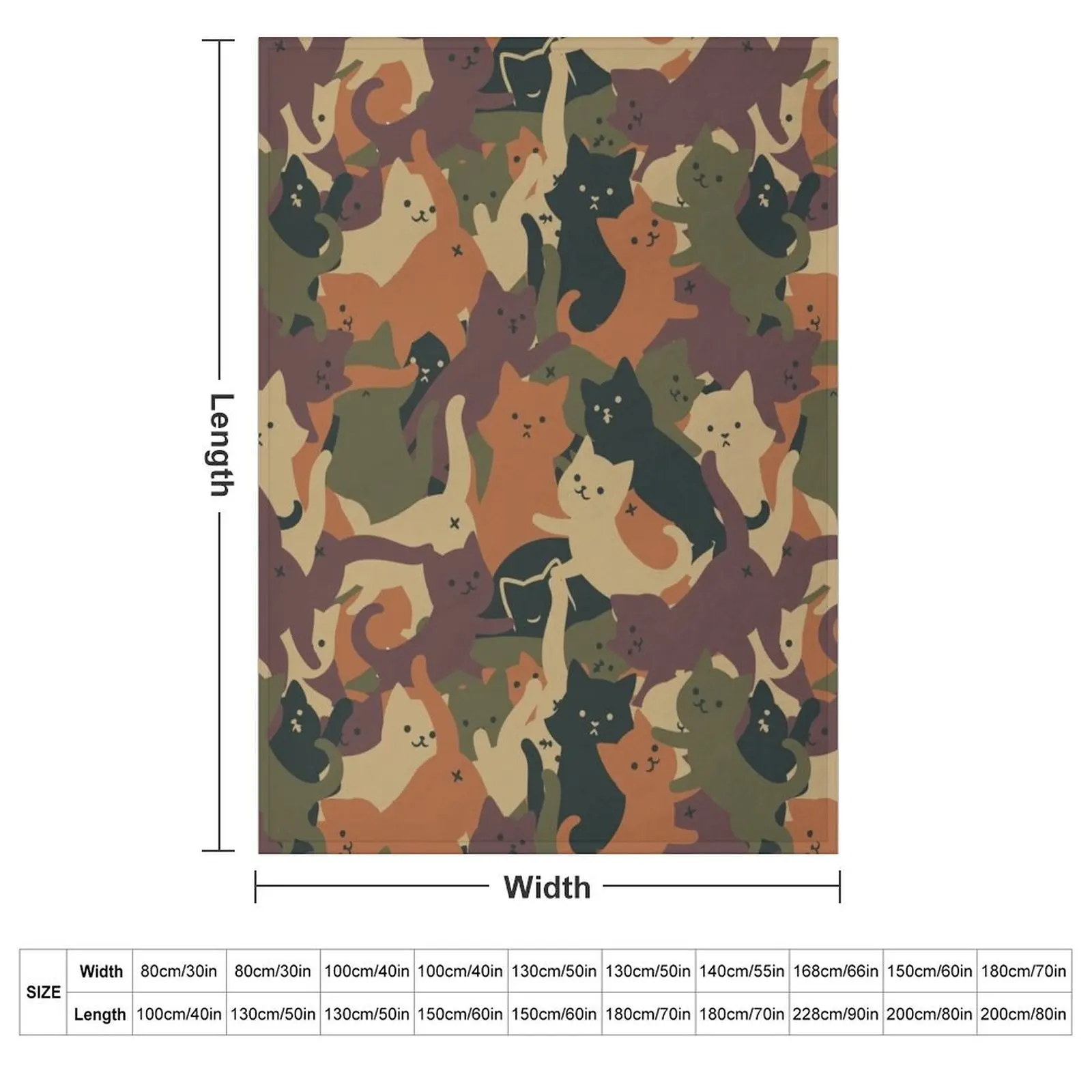 Camouflage Cat Orange Army by Tobe Fonseca Throw Blanket couch cozy soft plush fuzzy picnic outdoor blanket