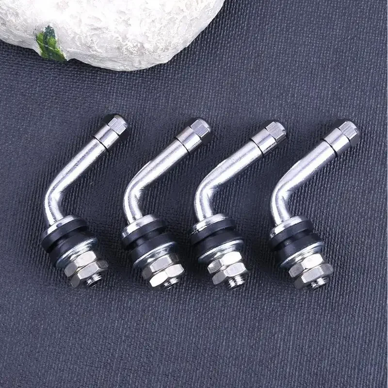 4pcs 90 Degrees Angle Bolt In Tubeless Chrome Plated Metal Tire Valve Stems L Shaped Car Tyre Valve Stem Auto Accessories