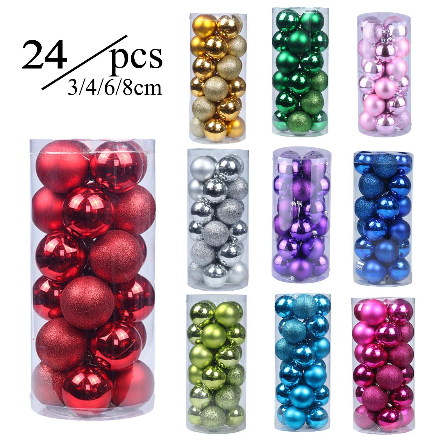 24Pcs Christmas Balls Ornaments for Xmas Christmas Tree Pendants Shatterproof Christmas Tree Decorations Hanging Ball for Party