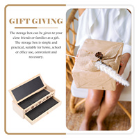 1Set Wear Resistant Wooden Pen Box Exquisite Pencil Storage Container Double Layer Stationery Organizer for Home School Office