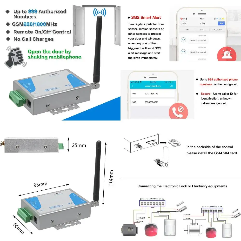 

RTU5035 Operator Sliding Remote Access GSM Gate Opener Relay Switch Phone Shaking Control Door Opening Wireless Opener Esp