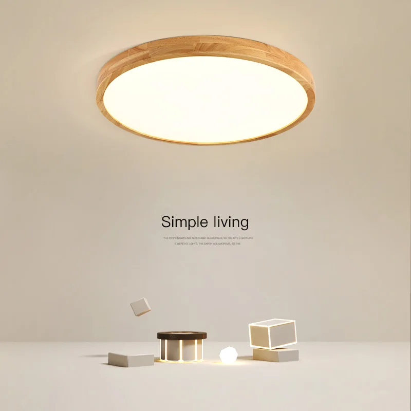 

Ultra-thin LED Wooden Ceiling Lights for Living Room Bedroom Chandeliers Solid Wood Fixture Lamps Modern Acrylic Lampshade Light