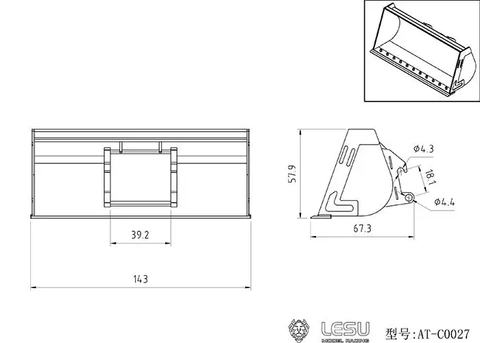 LESU 1/14 Hydraulisches Spielzeugmodell Aoue Kompaktlader Ersatz-Metallschaufel AT-C0027 – Detail 1