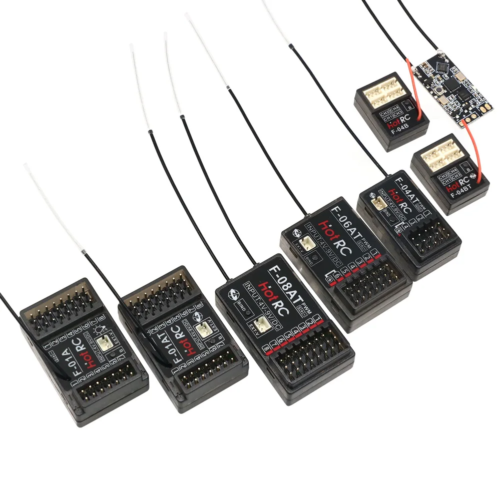 HOTRC 2.4Ghz F-04A F-06A F-08A F-01A F-04AT F-06AT F-08AT F-01AT with Gyro Light 4/6/8Ch Rc Receiver for Hotrc Rc Transmitter