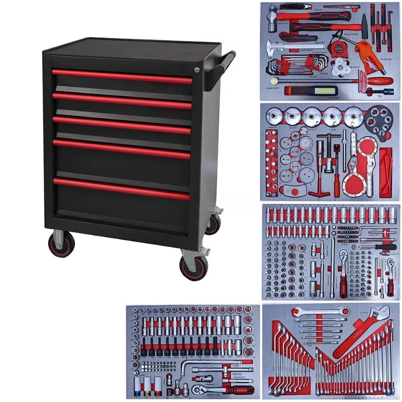 Industrial Steel Tool Cabinet 7 Drawers Rolling Lockable  300kg Capacity European Style Tool Chest for Garage Workshop