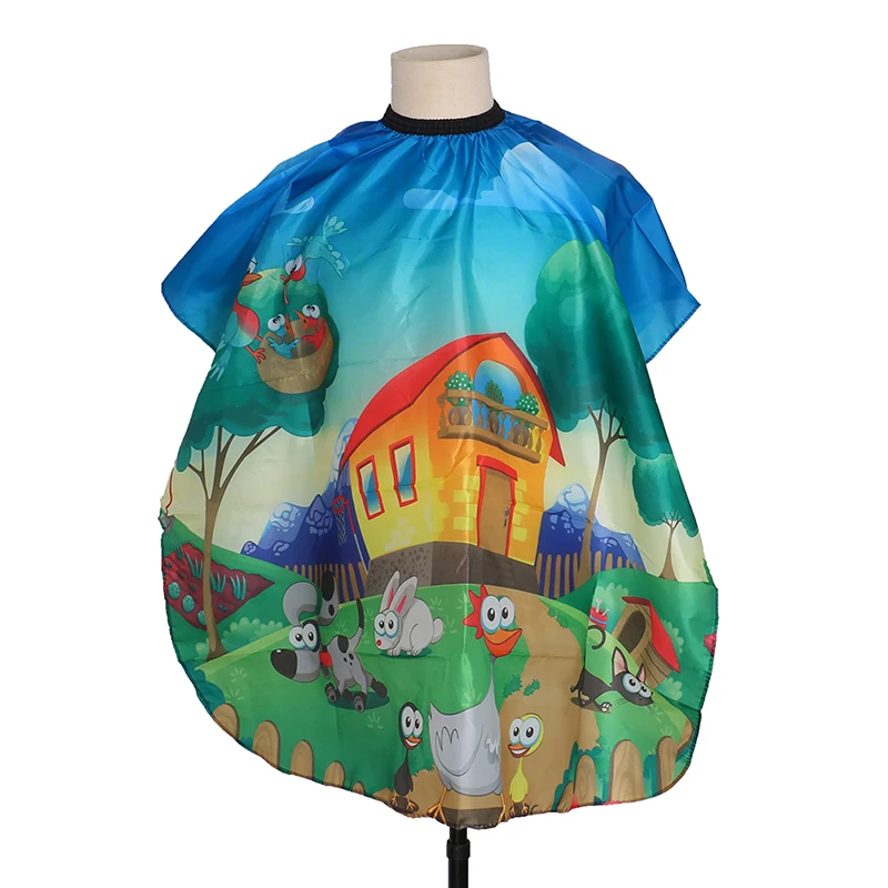 Kids Hairdressing Cape Cartoon Pattern Hairdresser Styling Gown Barber Shop Child Hair Cut Apron for Household Haircut Experienc