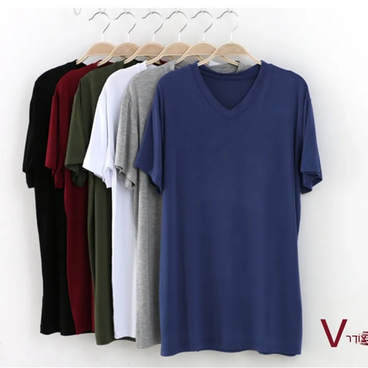 Loose Fit Modal Short Sleeve T-Shirt Men's V-Neck Base Layer Sweatshirt Large Size Sporty Slimming Half Sleeve Summer Top