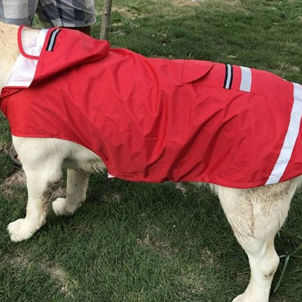 

Dog Raincoat Waterproof Jacket for Large Dogs Red Husky Pet Slicker Reflective Outdoor Clothing Dog Wear Medium Size