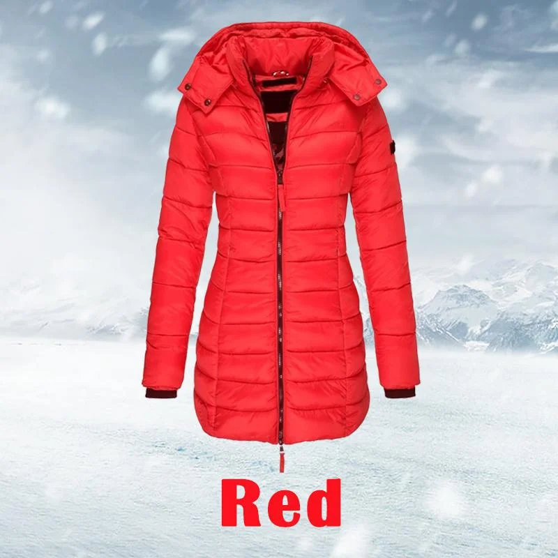 Custom Autumn Winter Fashion Women\'s Zipper  Cotton Jacket Outwear Casual Thick Long Coat Lightweight Down Jacket Puffer Coat