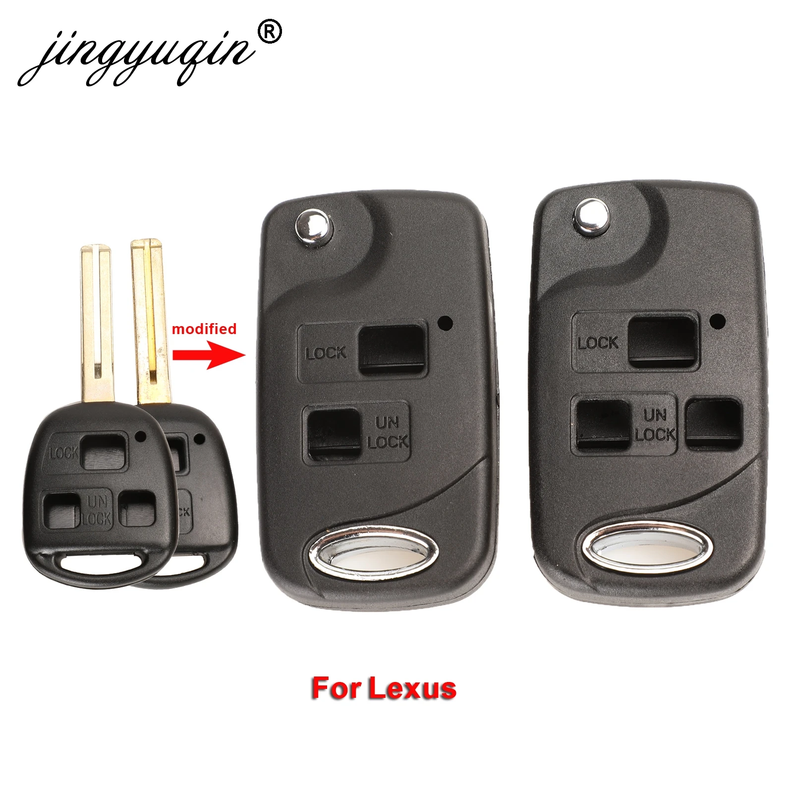 

jingyuqin 2/3 Buttons Flip Remote Key Shell Case For Lexus RX300 SC430 GX470 LS400 GS300 ES330 LX470 Modified Fob Key Cover