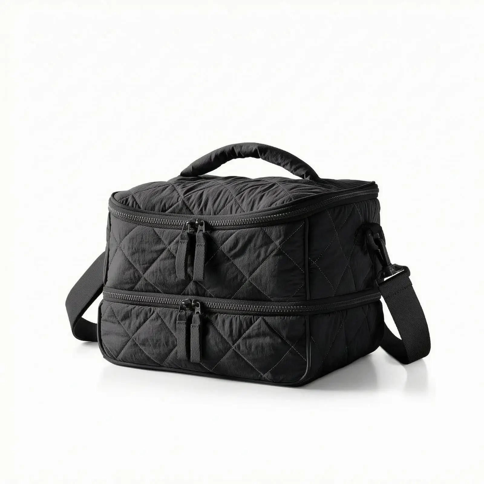 Double Layer Nail Polish Carrier Case Water Resistant Cosmetic Storage Bag with Shoulder Strap