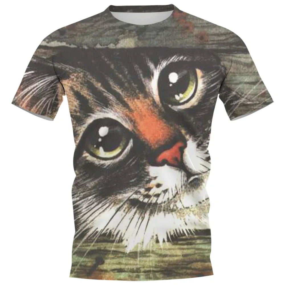 HX Fashion Mens T-shirts Orange Cat Daisy Oil Painting Art 3D Printed Tees Summer Short Sleeve Casual Shirts Hip Hop Tops
