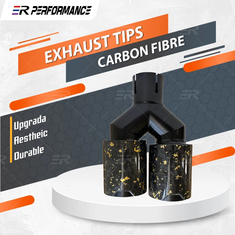 

1 PC Double-out Muffler Tip Black Stainless Universal Car Accessories Forged Carbon Fiber Exhaust Tips End Pipes for BMW Series
