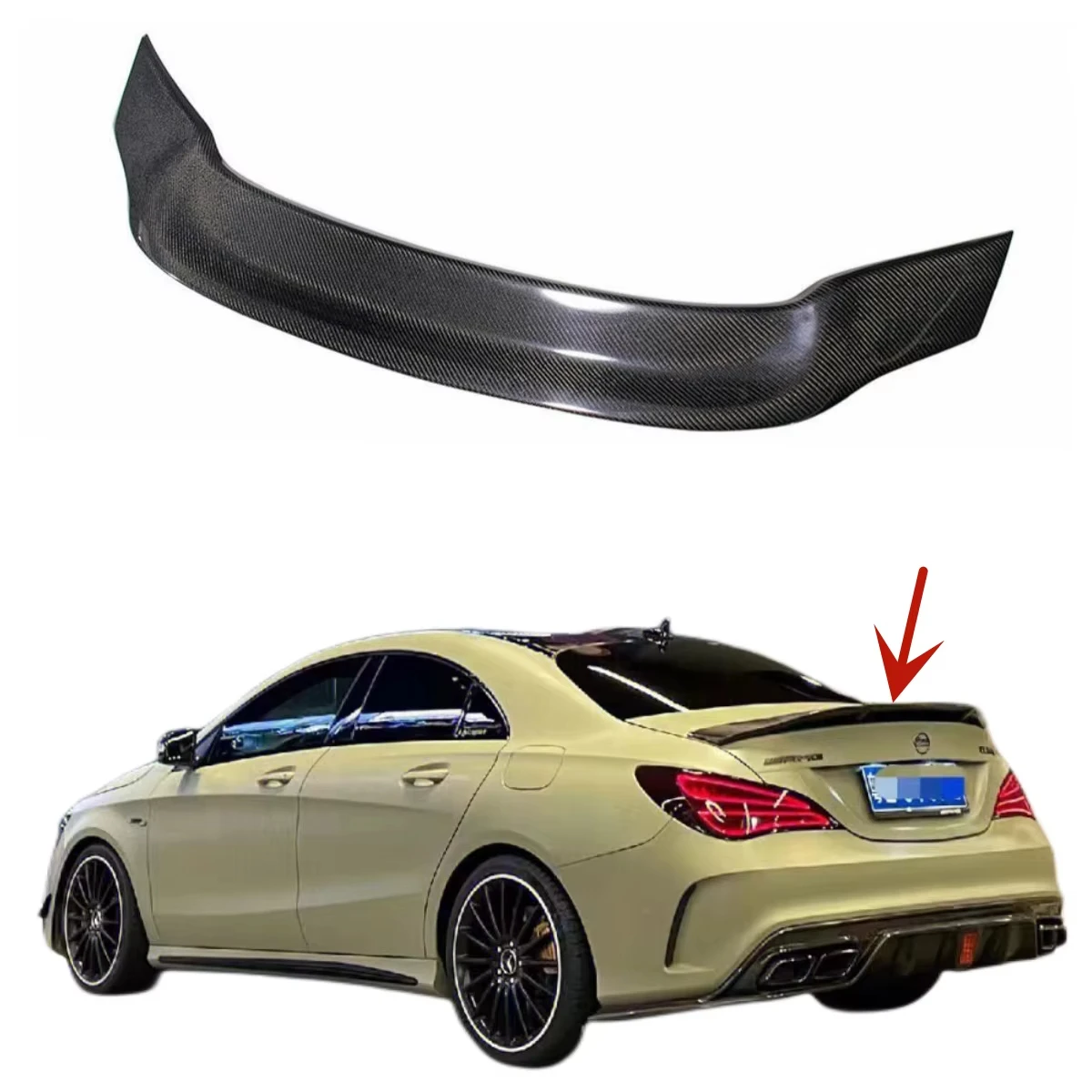 

R Style Carbon Fiber Rear Trunk Wing Boot Spoiler for Mercedes CLA Class W117 C117 AMG CLA45 2013-2019