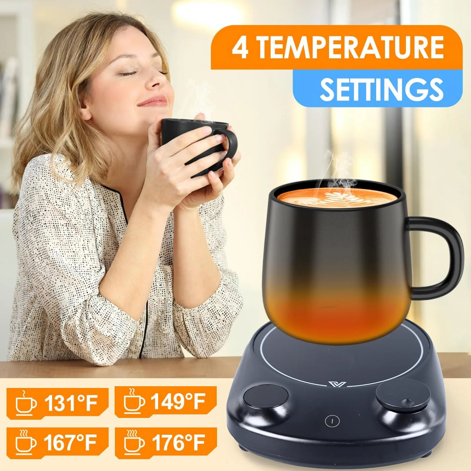 

Cup Warmer Coaster 4 Temperature Settings Auto Off Multiple Cups Available Practical Electric Mug Warmer US Plug 110V for Gift